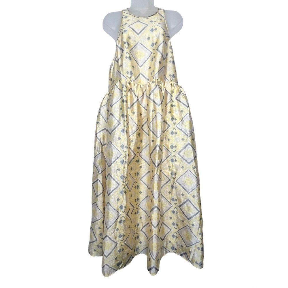 Baum und Pferdgarten Adeva Yellow Drop Waist Midi Dress Size 40 NEW - Picture 2 of 15